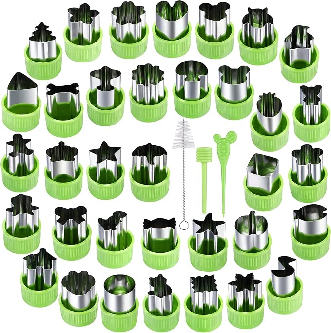 NEW LIVE 35 Pack Cookie Cutters Vegetable Fruit Cutter Shapes Stamps Mold Mini Cookie Cutters