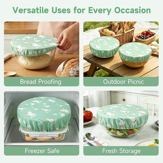 6PCS Bowl Covers Reusable Bread Proofing Bowl Covers Sourdough Bread Baking Accessories, Goose