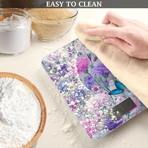 Food Scale Kitchen Scale Food Weight Scales Digital Weight Grams and Ounces Small Electronic Food Scale for Baking Cooking Grey Pink Corflower Butterfly