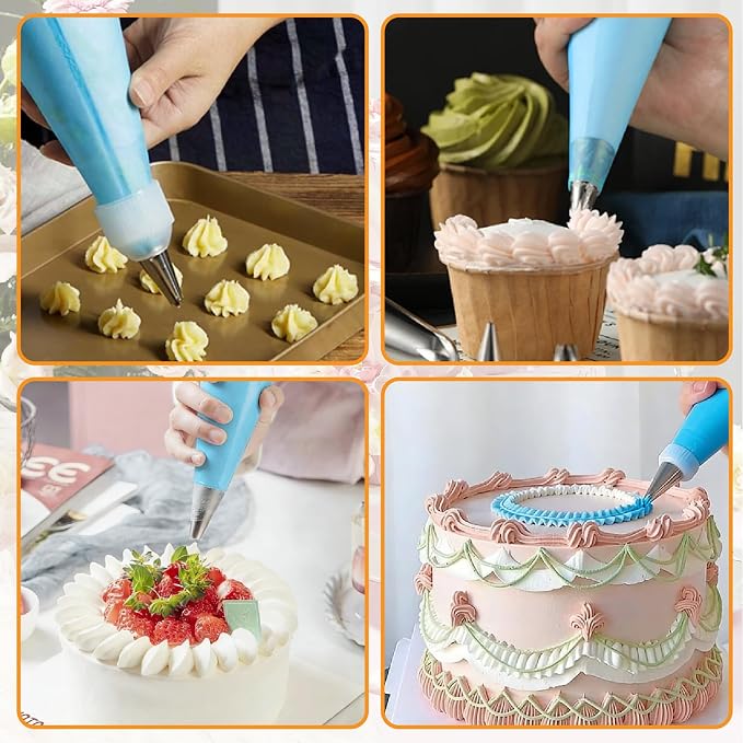 Piping Bags Set - 6pcs Reusable Silicone Pastry Piping Bag Large Icing Decorating Tools With 3 Couplers For Cake Cookie Frosting Baking Tools (12"+14"+16")