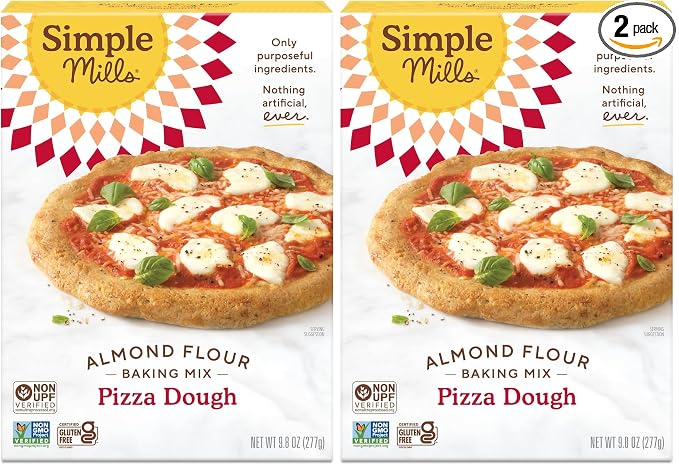 Simple Mills Almond Flour Baking Mix, Cauliflower Pizza Dough - Gluten Free, Vegan, Plant Based, 9.8 Ounce (Pack of 2)