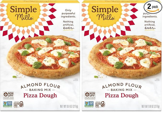Simple Mills Almond Flour Baking Mix, Cauliflower Pizza Dough - Gluten Free, Vegan, Plant Based, 9.8 Ounce (Pack of 2)