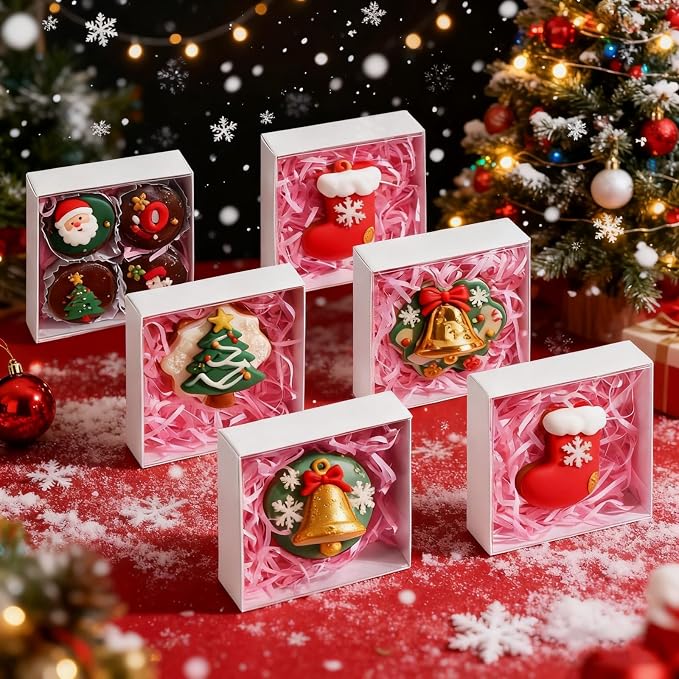 50PCS 4x4x1.25Inches Baking Boxes with Clear display lid for Cookies,Macaron,Cakesicle,Dount,Pastry,Chocolate Covered Ores or More