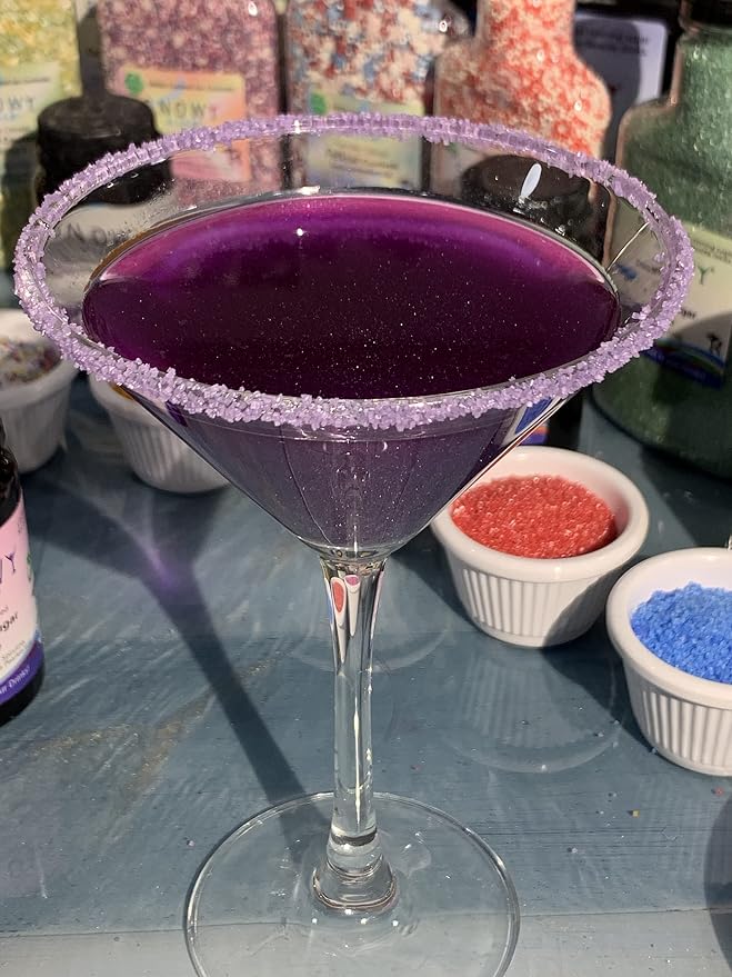 Snowy River Purple Cocktail Sugar - Kosher Certified Naturally Colored Purple Cocktail Rimmer (2oz Bottle, Medium Crystal)