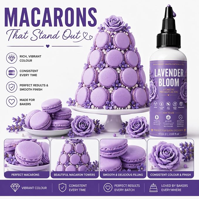 Confect Lavender Bloom Gel Food Coloring – Highly Pigmented Gel Based Food Color for Buttercream, Cakes, Cookies & Baking – 60mL / 2 FL OZ