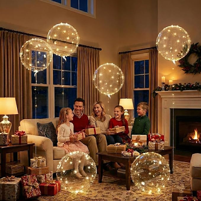 Light Up LED Balloons 12 Pack – 22" Clear Bobo Balloons with 10ft Warm White LED String Lights, 3 Light Modes, Batteries Included – Perfect for Parties, Weddings, Christmas & Outdoor Decorations