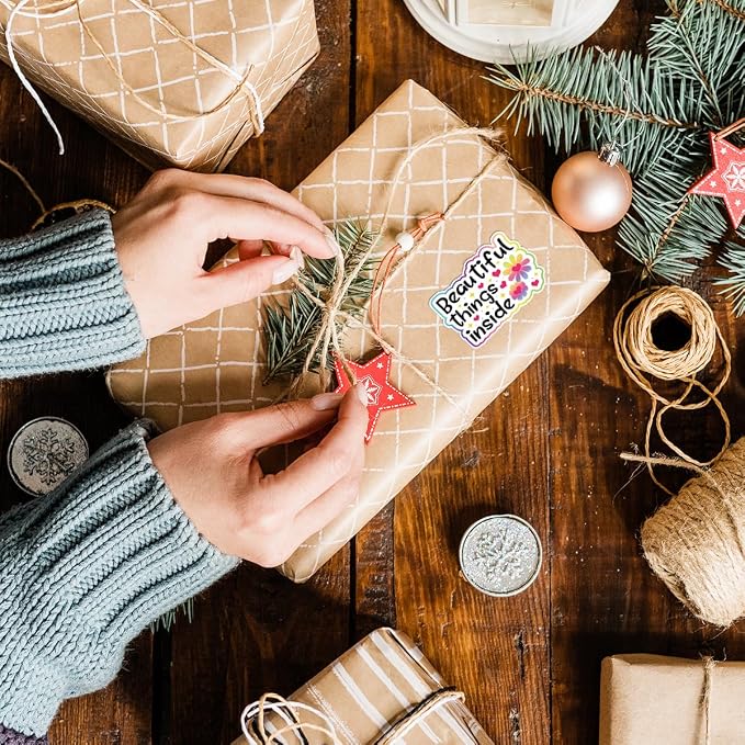Small Business Surprise Stickers, Beautiful Things Inside Paster, Retailers Order Paster Self-Adhesive Stickers for Packages Handmade Gift Box, 500 PCS