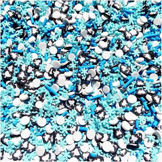 EHOPE 100G Fake Sprinkles Polymer Sprinkles Faux Sprinkles Resin Sprinkles Clay Sprinkles For Resin Fake Candy Sprinkles for Nail Art DIY Crafts Cake Phone Case (100G Penguin Snowflake)