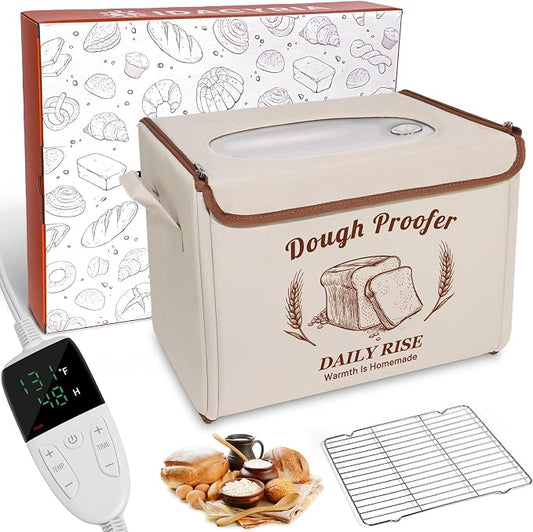 Folding Bread Proofing Box - Foldable Dough Proofer Boxs, with 6-speed 50-131℉ Temp Control & 9-speed 48H Timer, Fermentation box for Sourdough, Pizza, Yogurt, Kombucha