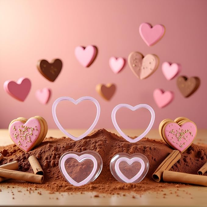 4 Pieces Heart Cookie Cutters Set Different Sizes Cookie Cutters Molds For Sandwiches Fondant Cakes Baking Gadgets Cookie Mold Dessert and Candy Sculpting Tools Decorating Tools