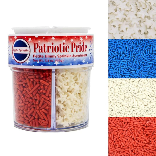 Mystic Sprinkles 4 Cell Sprinkle Assortments (Patriotic Pride Jimmy, Petite)
