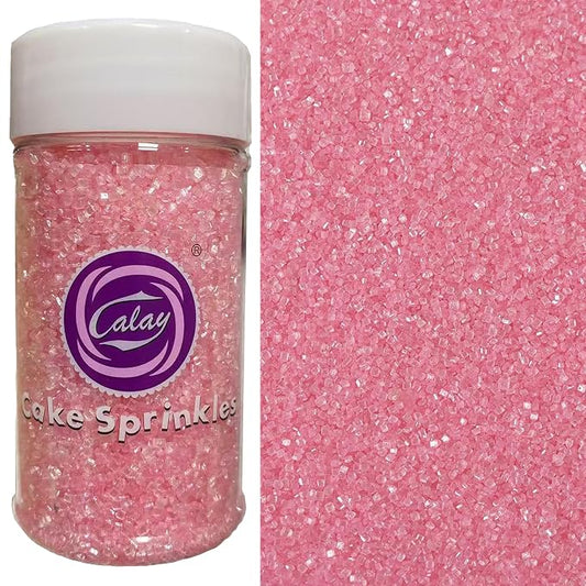 Sentovac Light Pink Sanding Sugar for Baking Edible Sparkling Coarse Sugar Crystals Sprinkles for Baking Topping Cake Cookie Cupcake Topper Ice Cream Decoration Supplies 3.2 OZ