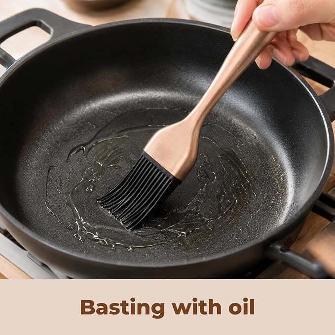 2Pcs Silicone Basting Brush Grilling with 2 Backup Heads, Stainless Steel Handles, No Shed Bristles, Heat Resistant Dishwasher Safe for Pastry, Sauce, Oil, BBQ Grill, Kitchen, Cooking & Marinating
