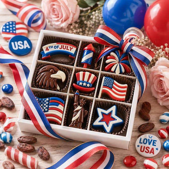 4th of July Silicone Molds 2 Pack Independence Day Chocolate Molds Patriotic Silicone Candy Mold Tray Statue of Liberty American Flag Eagle Stars Cake Decorating Jelly Ice Cubes Soap Baking