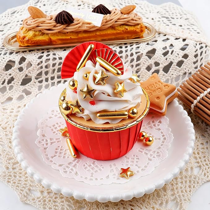 Gold Sprinkles for Cake Decorating, Edible Gold Pearl Stars & Rods Sprinkles in Mix Sizes 130g/4.6oz, Baking Cupcakes, Donuts, Macarons Baking Toppings