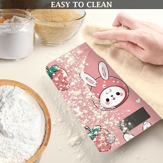 Food Scale Kitchen Scale Food Scales Digital Weight Grams and Ounces Small Electronic Food Scale for Baking Cooking Pink Bunny Strawberry Hearts