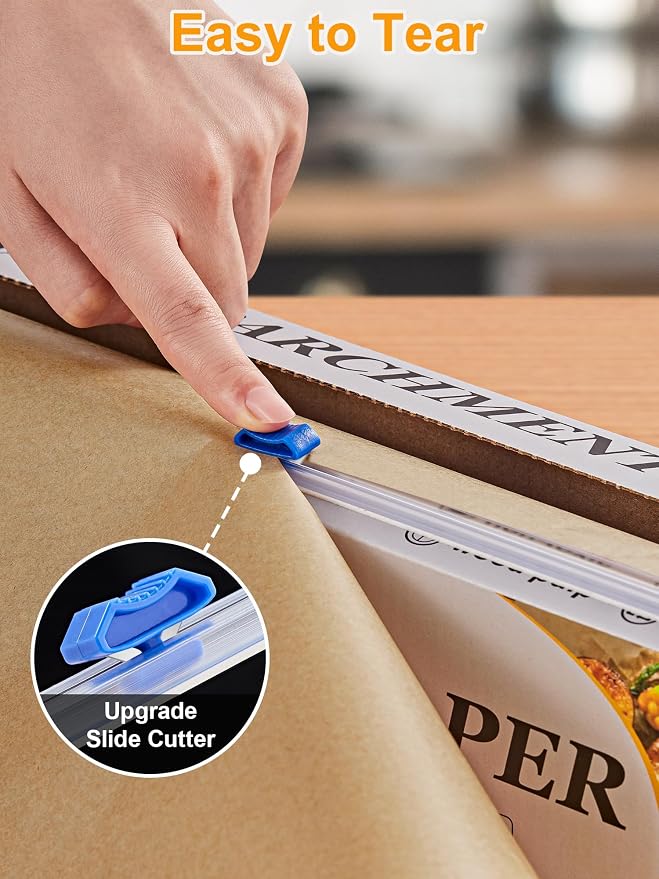 SMARTAKE Parchment Paper Roll for Baking, 12 in x 300 ft, 300 sq.ft, Non-Stick Baking Paper Sheets with Slide Cutter, Heavy Duty Extra Long, for Kitchen Baking Cooking Grilling Steaming, Unbleached