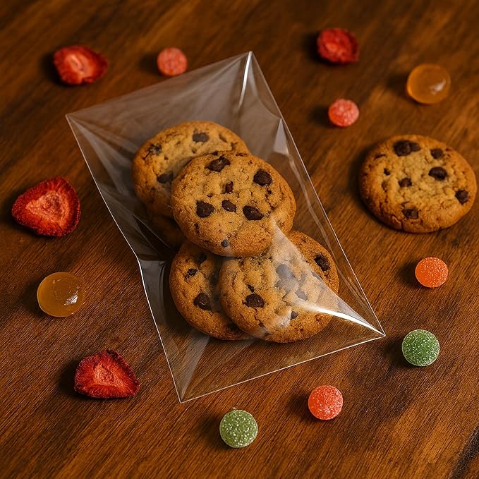 Morepack Self Sealing Cellophane Bags,4x9 Inches 200 Pcs Clear Resealable Cellophane Bags for Packaging Cookies, Favors and Products