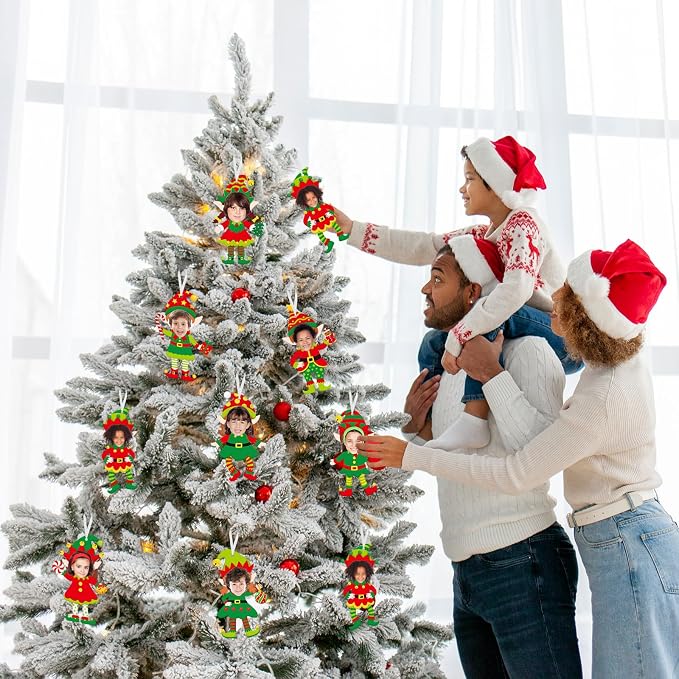 Dianelhall 24 Sets Christmas Elf Craft Kit DIY Elf Picture Frame Crafts Holiday Party Picture Frames with Xmas Dress up Sticker for Winter Christmas Classroom Holiday Party Activities