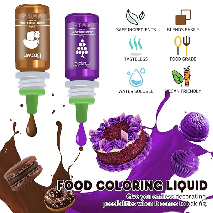 Food Coloring - Vivid Food Coloring for Baking, Cake Decorating, Cookie, Fondant, Macaron - Liquid Tasteless Food Color Dye for Airbrush, DIY Slime Making and Crafts - 6 fl.oz / 160ml (White)