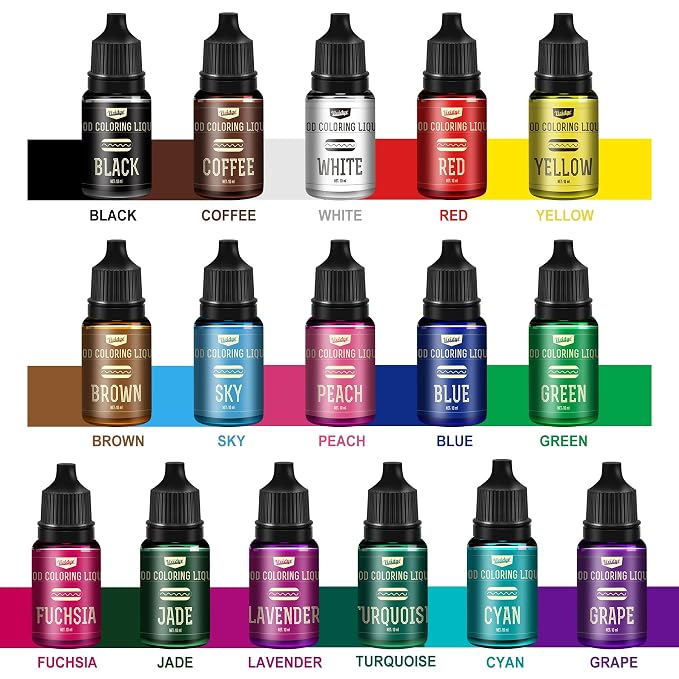 Food Coloring Set - 16 Vivid Colors Food Coloring Set for Baking, Cake Decorating, Cookie, Fondant and Macaron - Liquid Tasteless Food Color Dye for DIY Slime Making and Crafts - .35 fl. oz. Bottles