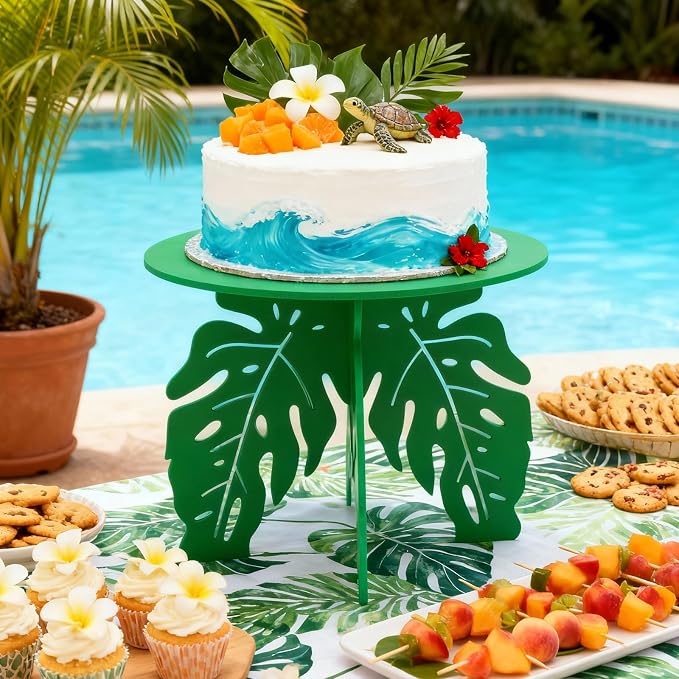 Lallisa 12" Palm Tropical Cake Stand for Hawaiian Party Cupcake Stand Jungle Luau Decorations Hawaiian Cupcake Holder for Tropical Themed Safari Zoo Birthday Party Favor Supplies