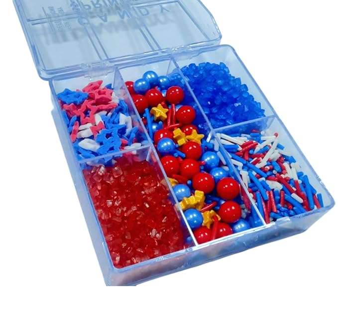 Sentovac Edible Sprinkles Mixing for Patriotic 4th of July Independence Day Cake Decorating Cupcake Cookie and Ice Cream Topper Decorations 2.75oz