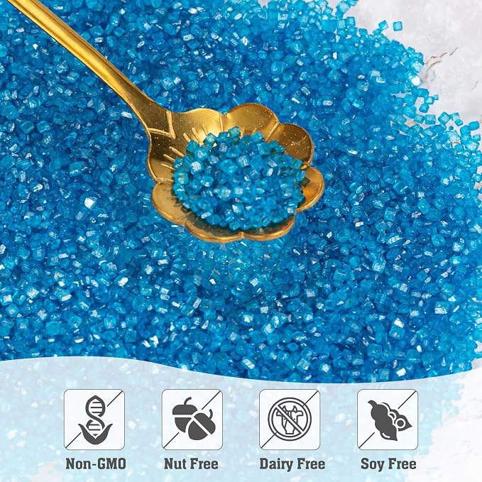 Twisweet Blue Sprinkles, Edible Sanding Sugar Crystals for Cake Decorating, Extra Fine Candy Sprinkles for Baking, Cupcake Topping Ice Cream Donut Cookies Decoration, Wedding Party Christmas Supplies (150g/5.3oz)