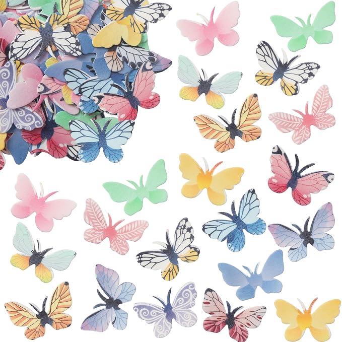 Gyufise 72Pcs Edible Butterfly Cupcake Toppers 3D Colorful Butterfly Cake Decoration Realistic Spring Dessert Decoration for Birthday Party Wedding Food Supplies Mixed Size