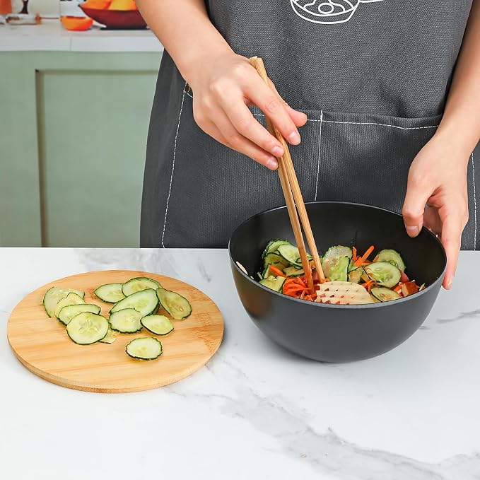 Eco-Friendly Bamboo Fiber Meal Prep Bowl Set with Lids (3 Pack), Sustainable Mixing & Serving Bowls for Kitchen, Food Storage, Picnic & Fitness (5.7" x 7.6" x 9.8") Non-heatable