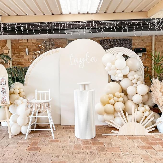 Voircoloria 90pack White Sand Balloons Different Size 18/12/10/5 Inch Sand White Balloon Garland Arch Kit for Wedding, Bridal, Baby Shower, Birthday, Graduation, Anniversary, Bachelorette Decorations