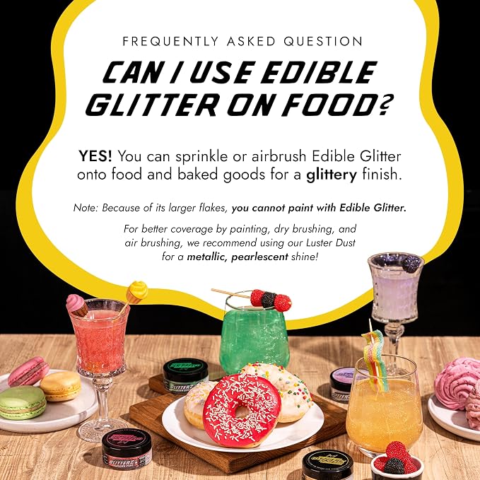 MONÉGASQUE Canary Yellow Edible Glitter for Drinks 10g – Yellow Edible Glitter for Cakes & Cocktails – Cocktail Drink Shimmer Flakes - Food Decorating & Cake Decorations Spray Dust