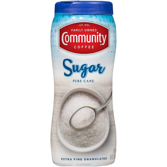 Community Coffee Extra Fine Granulated Sugar, 16 Ounce Can