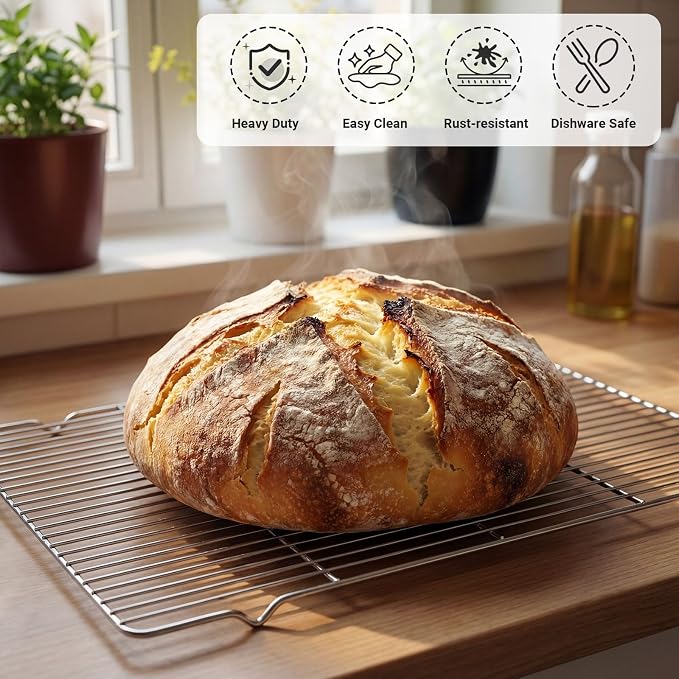 Lounsweer 2 Pcs Cooling Racks, 21L X 13W X 1H Stainless Steel Wire Rack for Baking Sheet, Large Cookie Cooling Rack, Oven Safe Cooking Racks for Sheet Pan, Dishwasher Safe, 2/3 Size