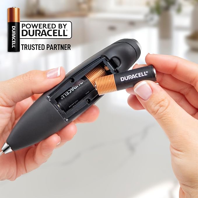 Zulay Kitchen Powerful Milk Frother Wand With Duracell Batteries - Ultra Fast Handheld Drink Mixer - Electric Whisk Foam Maker for Coffee, Lattes, Cappuccino & Matcha - Z1 Motor - New Black