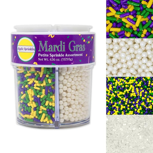 Mystic Sprinkles 4 Cell Sprinkle Assortments (Mardi Gras, Petite)