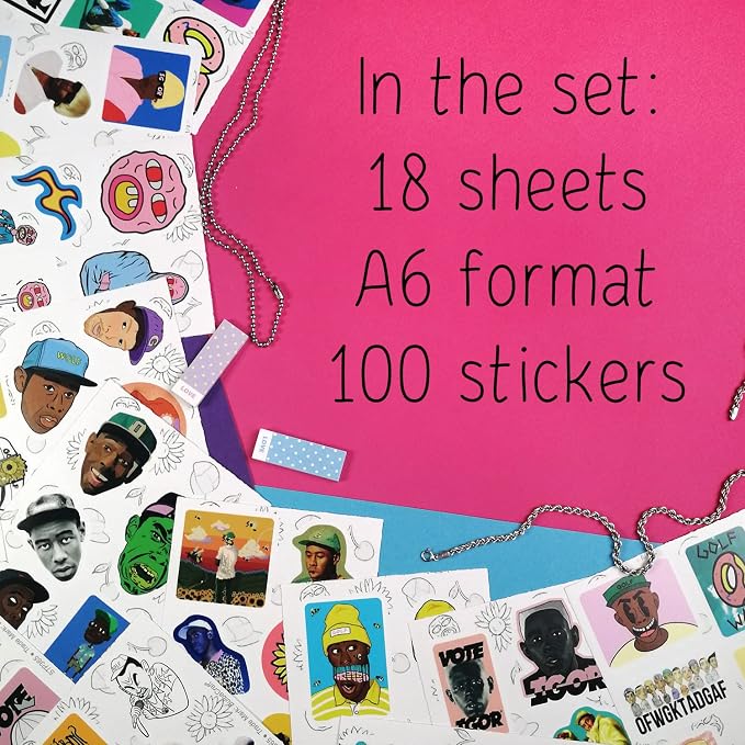 100 Pcs Cherry, Odd Stickers, American Rapper Decals - Hip Hop Decals, Rap Stickers