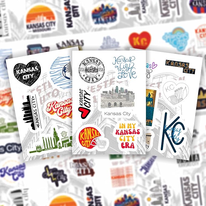 BulbaCraft BulbaCraft Kansas City Stickers for Water Bottle and Laptop - City Souvenirs, Decorations & Gifts, Waterproof Vinyl Decals, Gifts for Women & Men