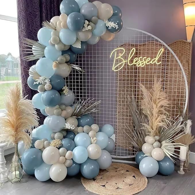 PartyWoo Dusty Blue Balloons 140pcs Different Sizes of 18 12 10 5 Inch Light Blue Aqua Boho Balloon Arch Kit Garland for Graduation Baby Shower Gender Reveal Birthday Party Decorations Blue-F28