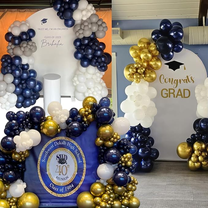 104pcs Navy Blue Balloons - 18/12/10/5 Inch Deep Blue Latex Balloons Garland Arch Different Sizes Pack for Graduation, Father’s Day, Independence Day, Baseball Party Decor