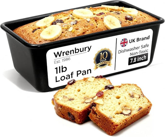Wrenbury Bread Pan - Nonstick 8x4 Loaf Pans for Baking Bread with Rust Resistant Construction - Dishwasher Safe Bakeware for Homemade Cakes - Air Fryer Safe | Rust Resistant Construction - Dishwasher Safe Bakeware for Homemade Cakes - Air Fryer Safe