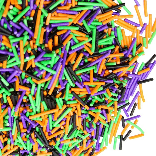 Naturejam's Halloween Sprinkles Cake Decorations - 8oz Scary Halloween Decorations - Purple, Green, Orange & Black Cake & Cookie Toppers - Decorating Supplies - Spooky Decor - Cupcake Toppings & Ice Cream Jimmies
