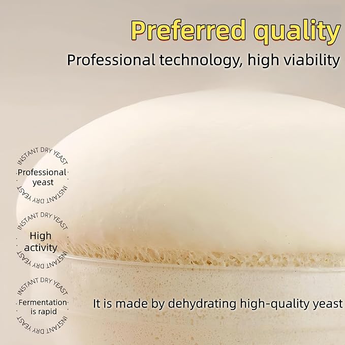 Premium Instant Dry Yeast Powder - Quick Rapid Rise Leavening (10Pcs x 5g) | for Bread, Quick Rise Baking (Ideal for Sweet Doughs, Mantou & Bao Buns) - 1.76oz, 50g Total