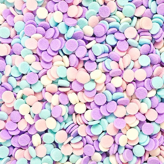 Pastel Confetti Sprinkles 4.6 oz - Pink Blue Purple Edible Confetti for Cake Decorating, Unicorn Birthday Cupcake Topper, Cookies, Baby Sprinkle Party Supplies - Soft Color Candy Mix