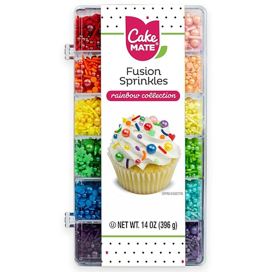 Cake Mate Rainbow Fusion Dessert Sprinkles, Assorted Colors and Shapes for, Holiday, Easter Sprinkle Tacklebox, 14oz