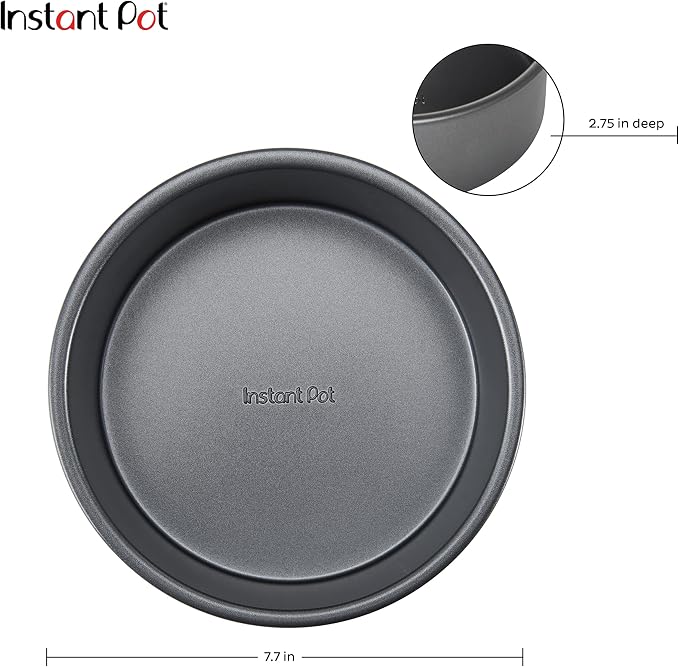 Instant Pot Official Round Cake Pan, 7.7-Inch, Gray - Nonstick, Heavy-Duty, Oven Safe, Ideal for Baking, Cooking, Storing - Compatible with 6-Quart & 8-Quart Cookers, Vortex Air Fryer, Duo Crisp