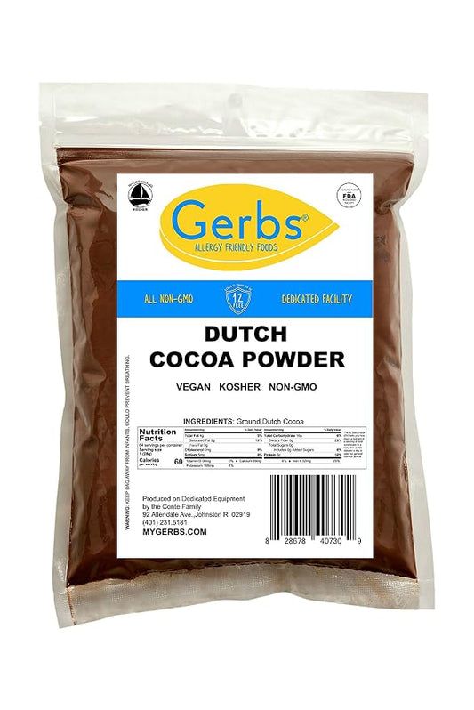 Gerbs Dutch Cocoa Powder 4 lbs. | 22-24% Cocoa Butter Fat, Resealable Bag | Rich, Smooth Dutch Process | Top 14 Allergen-Free