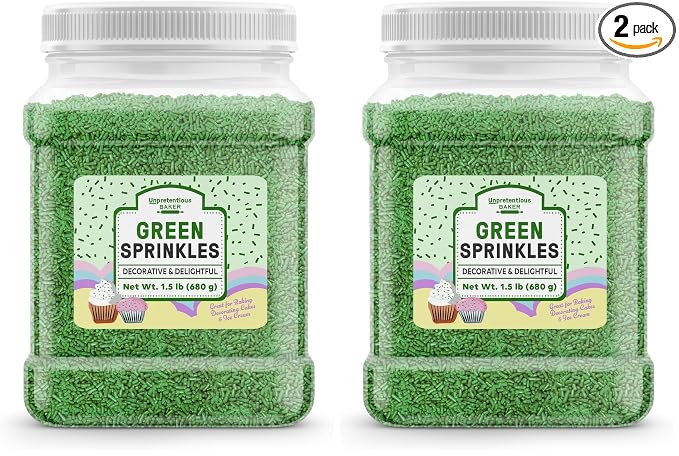 Unpretentious Green Sprinkles, Bright & Colorful, Decorative & Fun Topping for Baking (1.5 Pound) (Pack of 2)