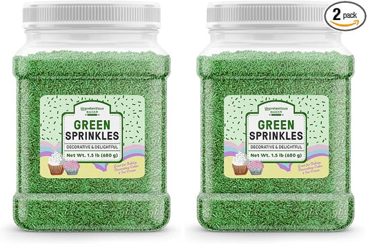 Unpretentious Green Sprinkles, Bright & Colorful, Decorative & Fun Topping for Baking (1.5 Pound) (Pack of 2)