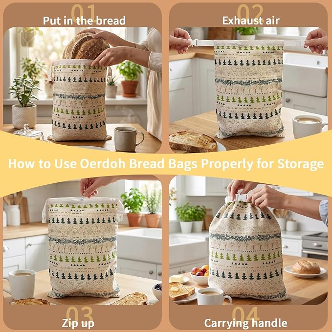 Large Reusable Beeswax Bread Bags for Sourdough Homemade | 17"x13" XL Beeswax Bread Bags Keeps Fresh Longer Cloth BreadBags 2 PACK